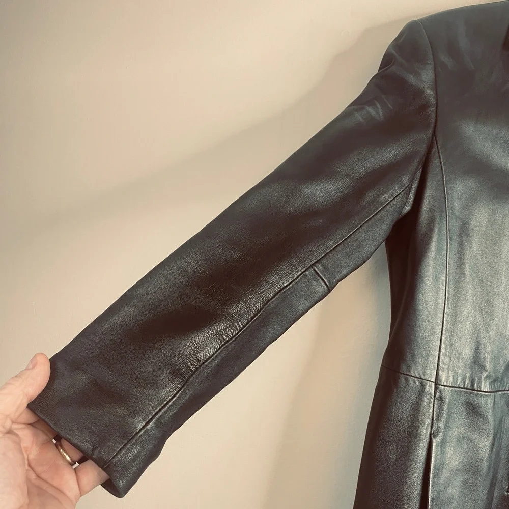 Vintage Y2K Leather Indie Chic Jacket Small Cyber Punk Matrix Urban 70s Trench